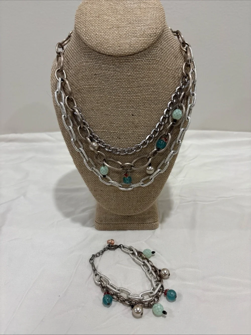 Sabika Desert Star 3 Row Chain Necklace And Bracelet S/S 2015 Stunning & Chic